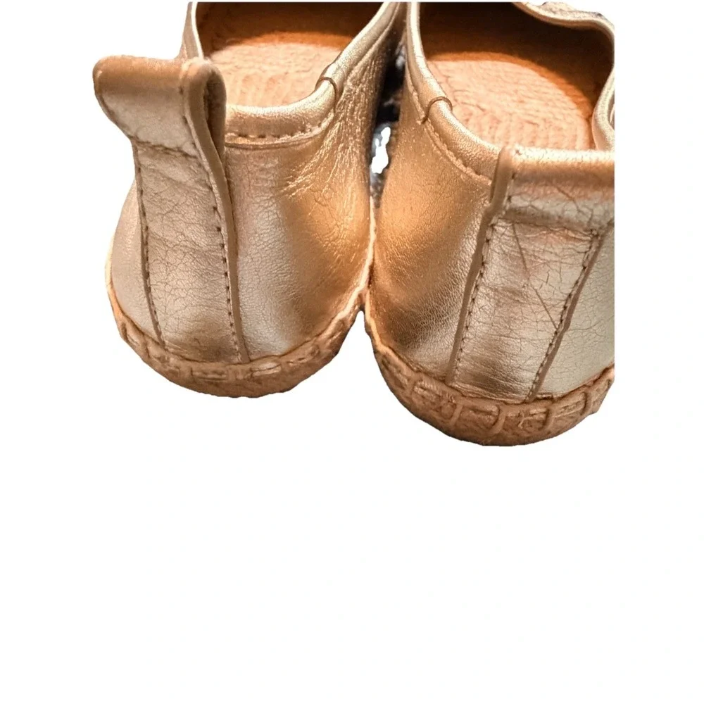 Tory Burch Eleanor Logo Espadrille Leather Flat Metallic Silver US 7.5M